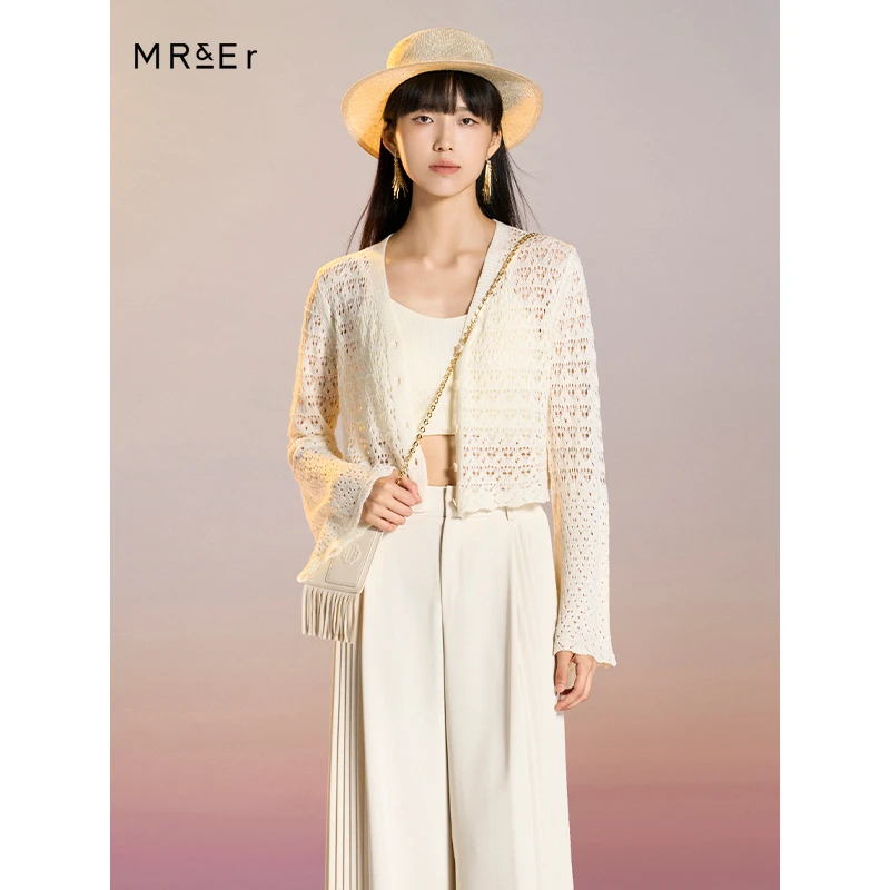 复古镂空钩花防晒坎肩开衫女短款空调衫R4A50962