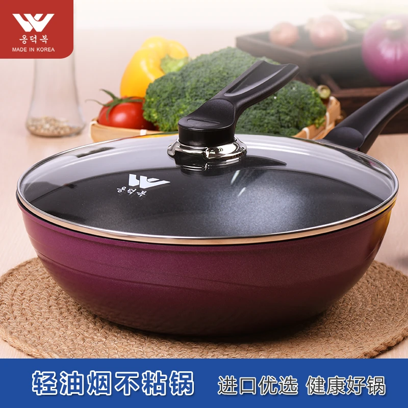 WENG DE FU/翁得福韩国进口不粘锅平底少油烟炒菜锅30cm
