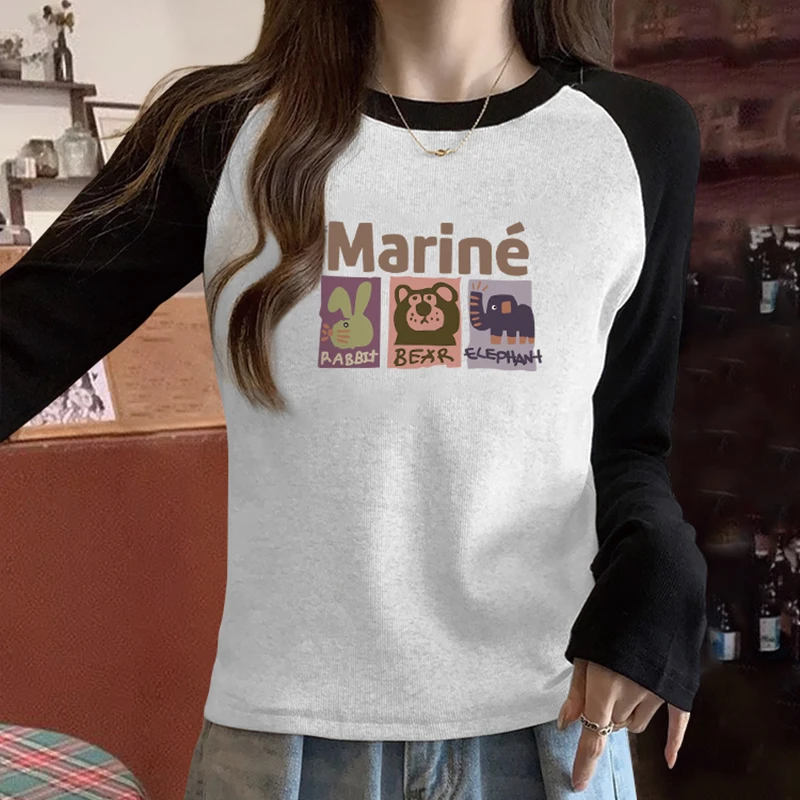 早秋新款内搭打底衫女装上衣2025年韩版宽松圆领简约纯白长袖T恤