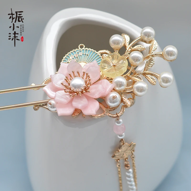 手工diy 古风发簪材料包桭小沫晓荷简约头饰汉服古典日常中国风