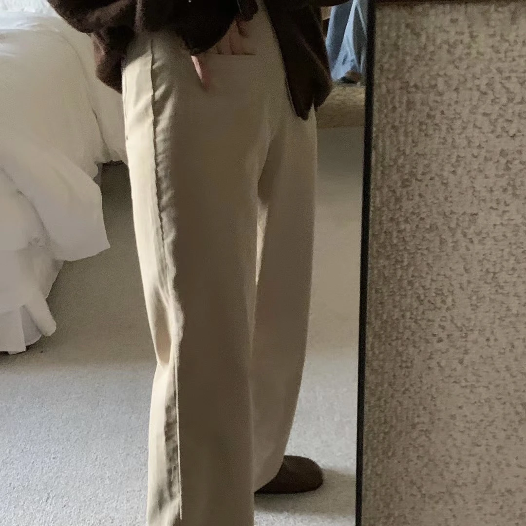 韩版设计感小众高腰显瘦休闲阔腿长裤