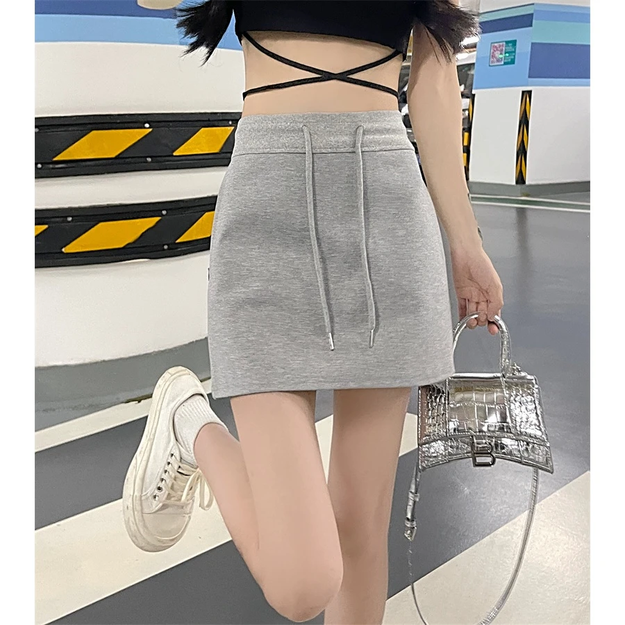 显瘦半身裙春夏季新款宽松休闲防走光裙子A字百搭抽绳短裙女