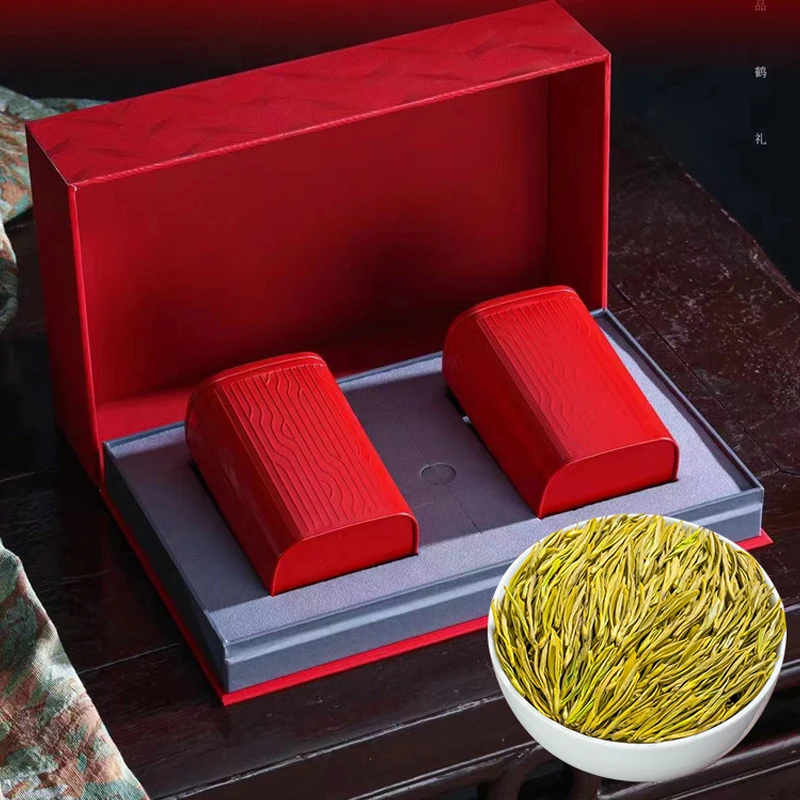 一品鹤礼【红色】-黄金芽-100克黄金芽茶叶新茶雨前绿茶礼盒罐装