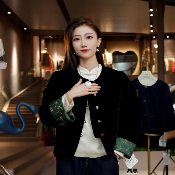 《竹林阙影》秋冬季气质显瘦新中式复古高级双面外套2727