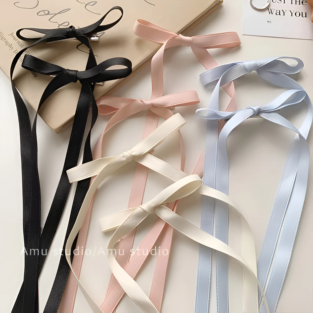 芭蕾风甜美可爱丝带蝴蝶结发夹双马尾夹子飘带编发发卡少女系发饰