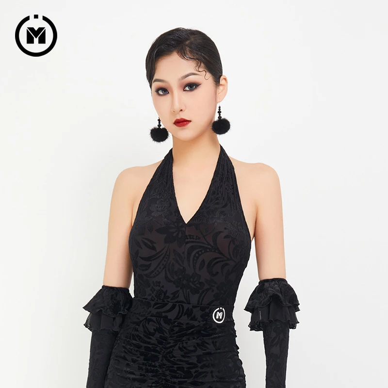 IAMYC摩登舞服性感长裙交谊舞国标舞大摆裙华尔兹上衣 B10047