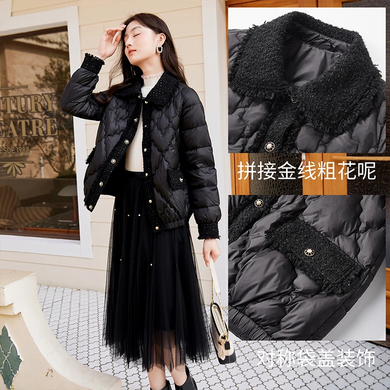 Y634680羽绒服 香影【轻热感】小香风羽绒服女热力感秋冬款翻领百搭