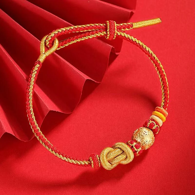 非金属布艺手链 【杭州发货】2025蛇年新中式国风古法手工手编红绳