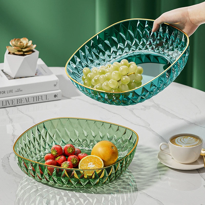新款轻奢水果盘家用客厅果盆网红茶几摆放零食糖果盘塑料高档果盘