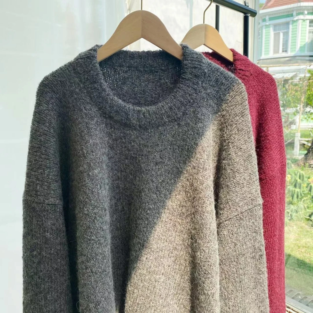 【燕子福利】慵懒系套头  新款高定绵羊毛慵懒宽松针织毛衣3662my