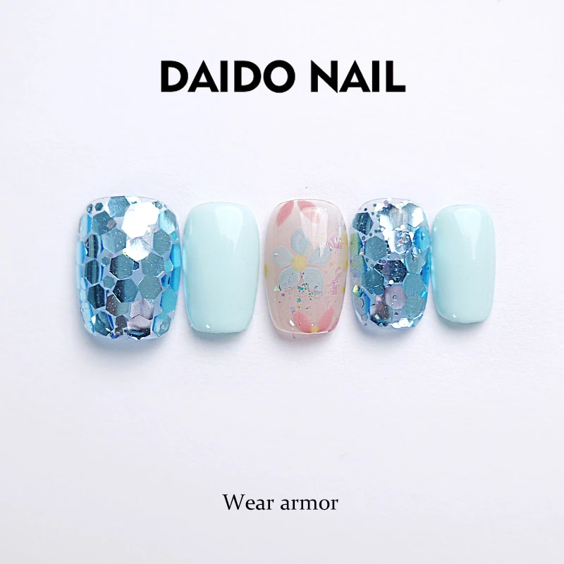 【海洋蓝星】Daido黛朵设计手工穿戴甲晕染手绘带钻升级版T103