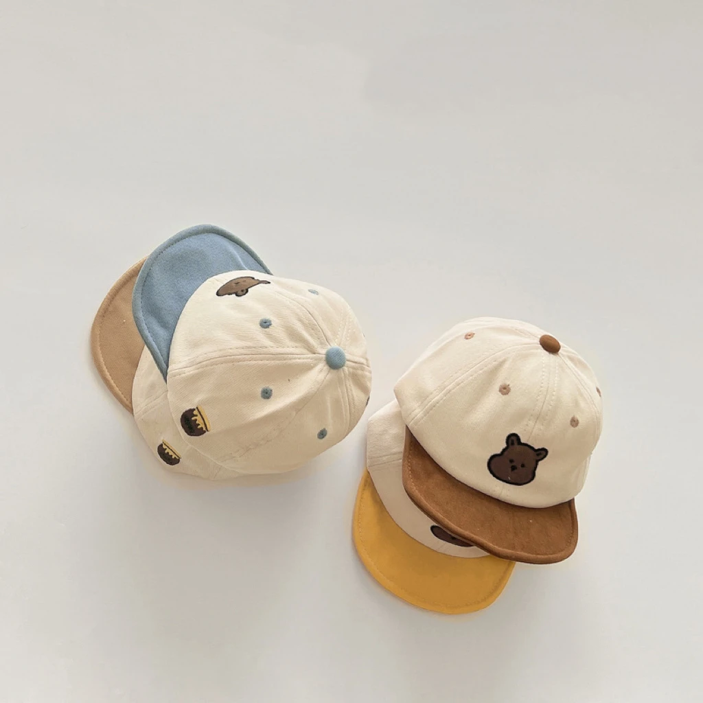 婴儿帽子秋冬2023新款可爱ins小熊男童女童宝宝鸭舌帽棒球帽