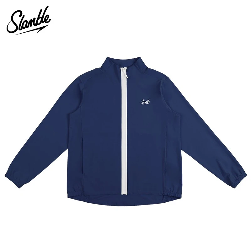SLAMBLE秋季新款美式纯色立领薄款拉链外套男运动教练服运动上衣