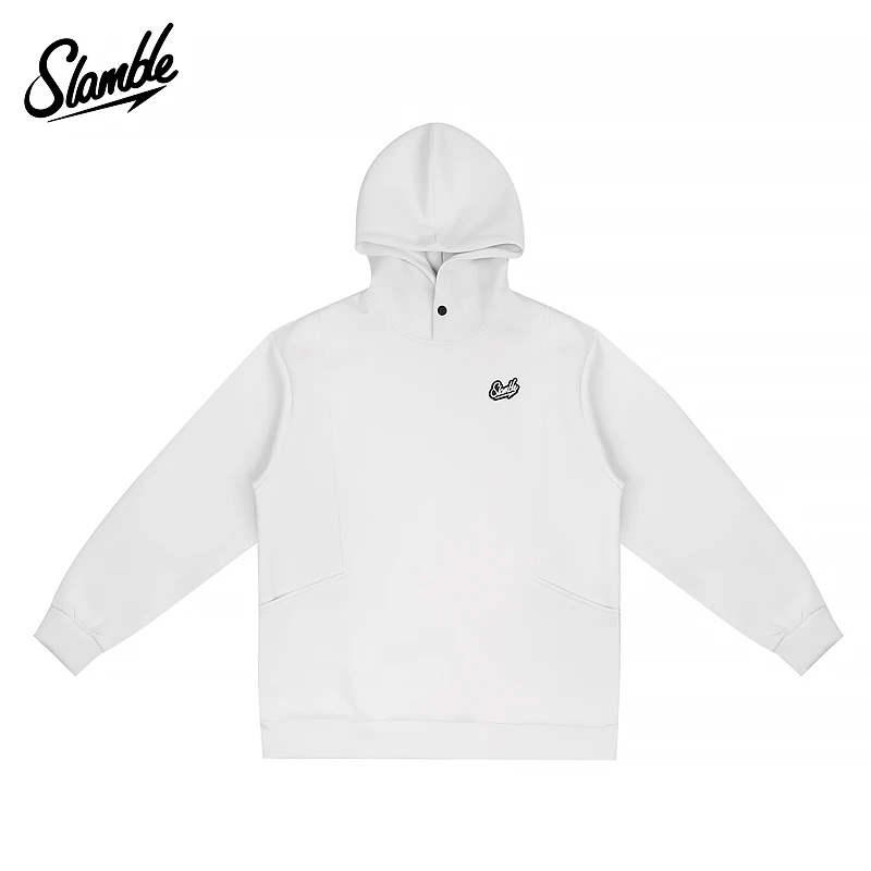 SLAMBLE秋冬新款空气层高弹扣插兜连帽运动卫衣男女休闲美式帽衫