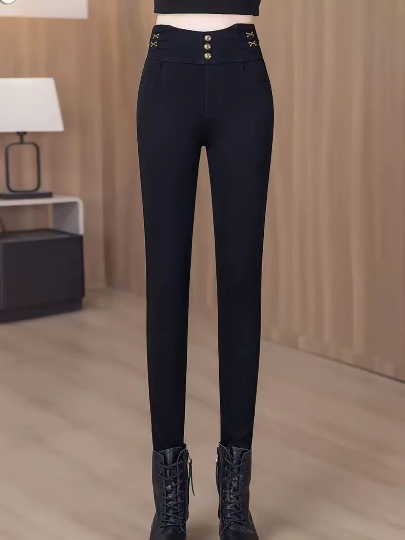 【毛嘴女裤】黑色打底裤冬季外穿加绒新款紧身高腰显瘦铅笔小脚裤