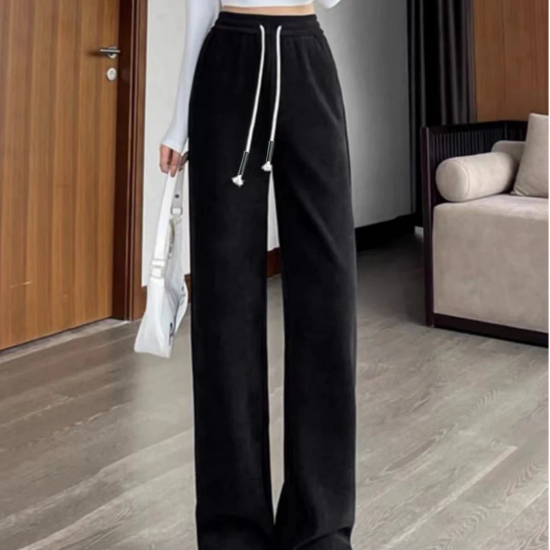 【自产自销杭州货加绒加厚加长毛】秋冬季显瘦拖地裤垂感直筒裤
