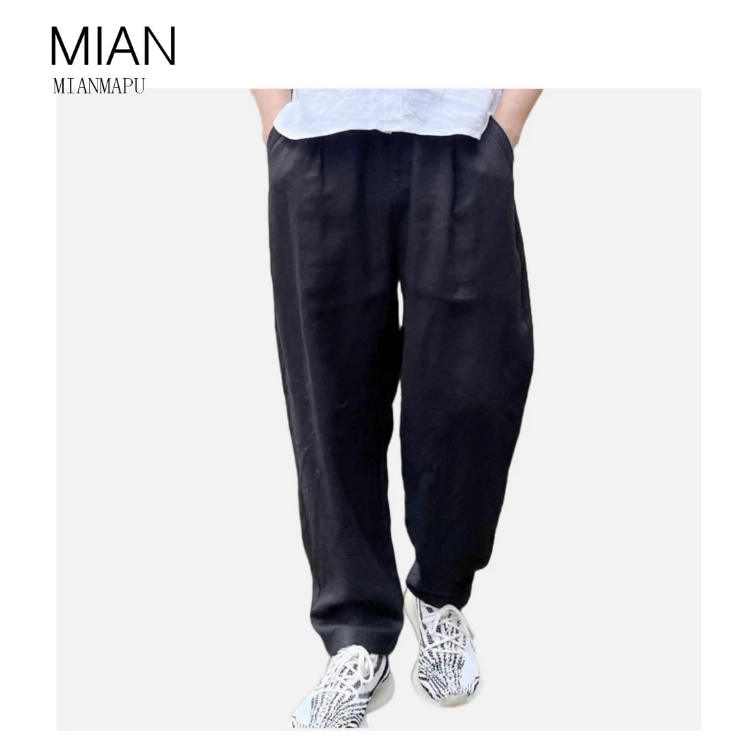 亚麻透气男士长裤新款24夏季宽松设计款亚麻百搭长裤子商务休闲裤