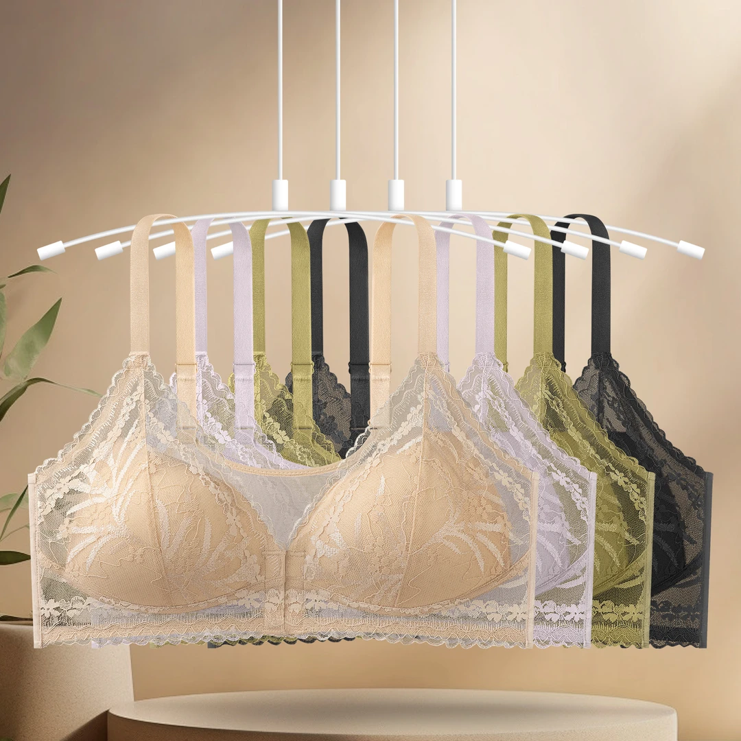 【桃子妈专属】外贸新款精灵羽翼前卡扣刺绣蕾丝文胸大胸显小301