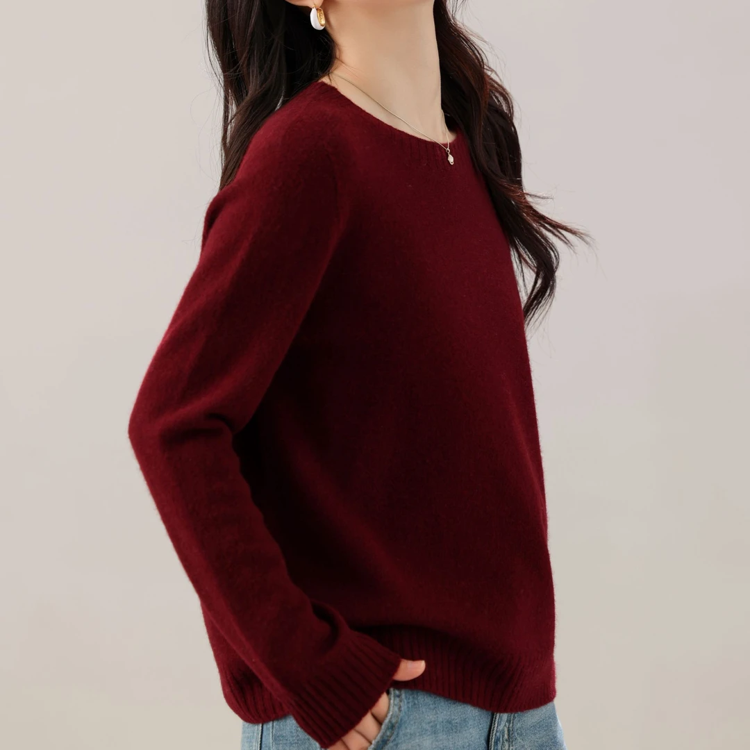 【飒姐专属】3D进口机织澳洲100%绵羊毛无缝一体成型圆领针织毛衫