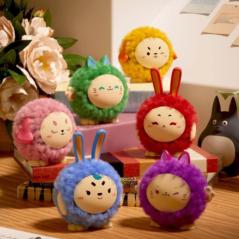 网红毛嘟嘟拼装DIY毛绒公仔绒豆豆摆件发光可爱女孩生日玩具