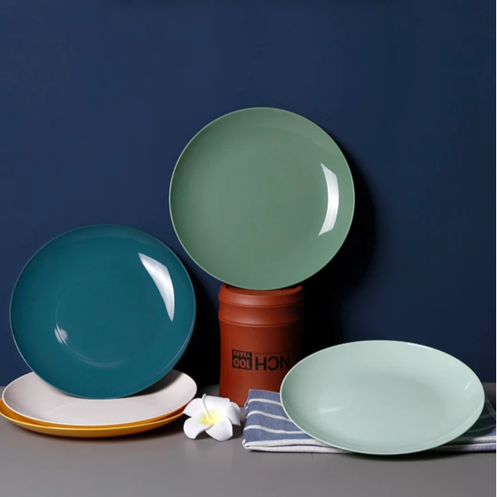 10个装吐骨头碟塑料家用餐桌鱼刺骨头碟客厅水果零食盘子φ18.5cm