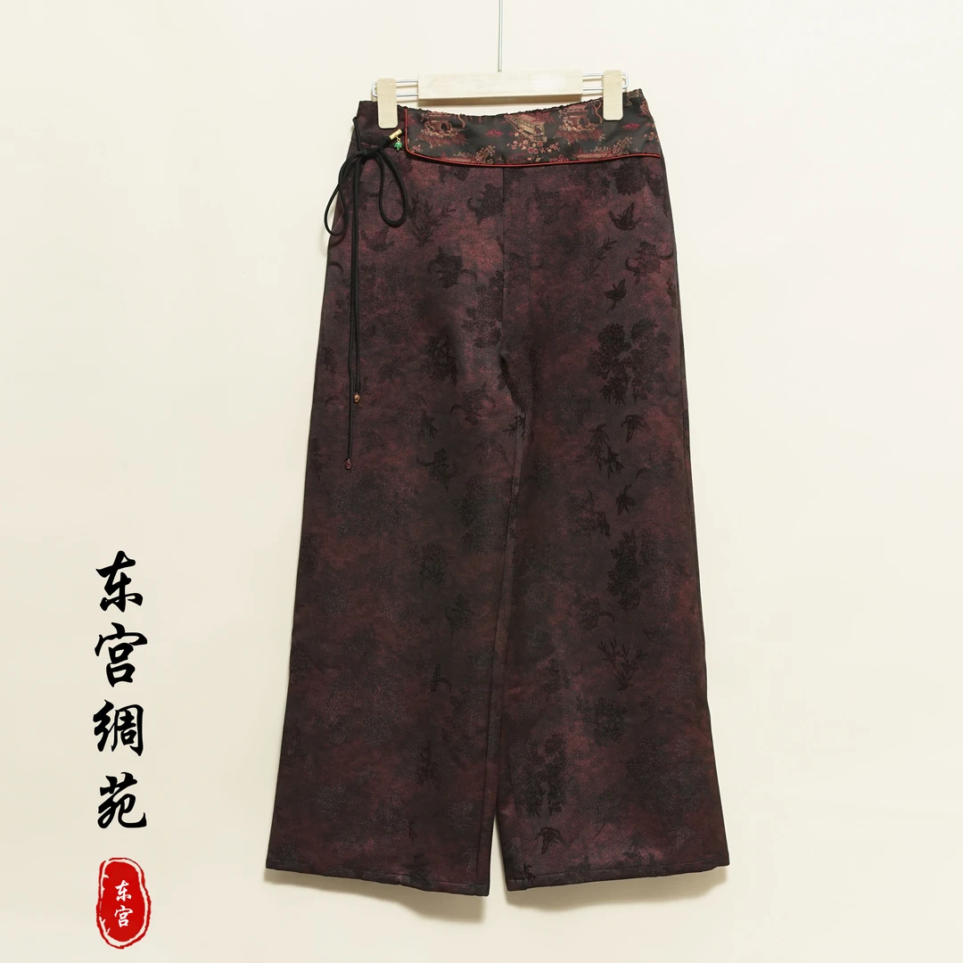 【长乐绸苑】新中式国风流苏阔腿休闲直筒裤（H182）