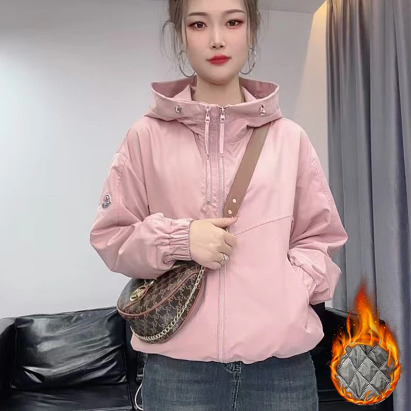 2025新款女装双拉链加二棉户外外套女宽松休闲夹克冲锋衣上衣潮