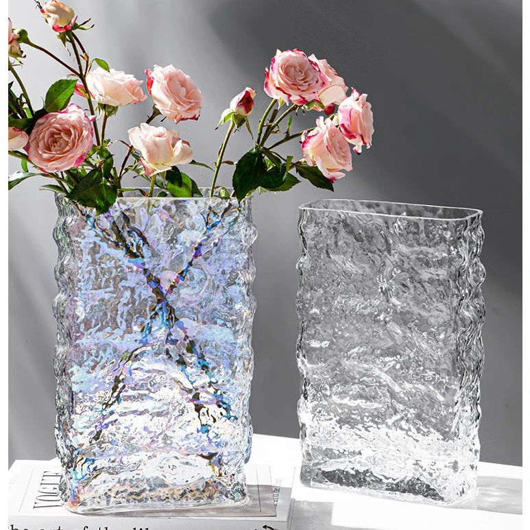 芬兰冰川创意加厚玻璃鲜花专用花瓶摆件家居客厅插花高档水培摆件