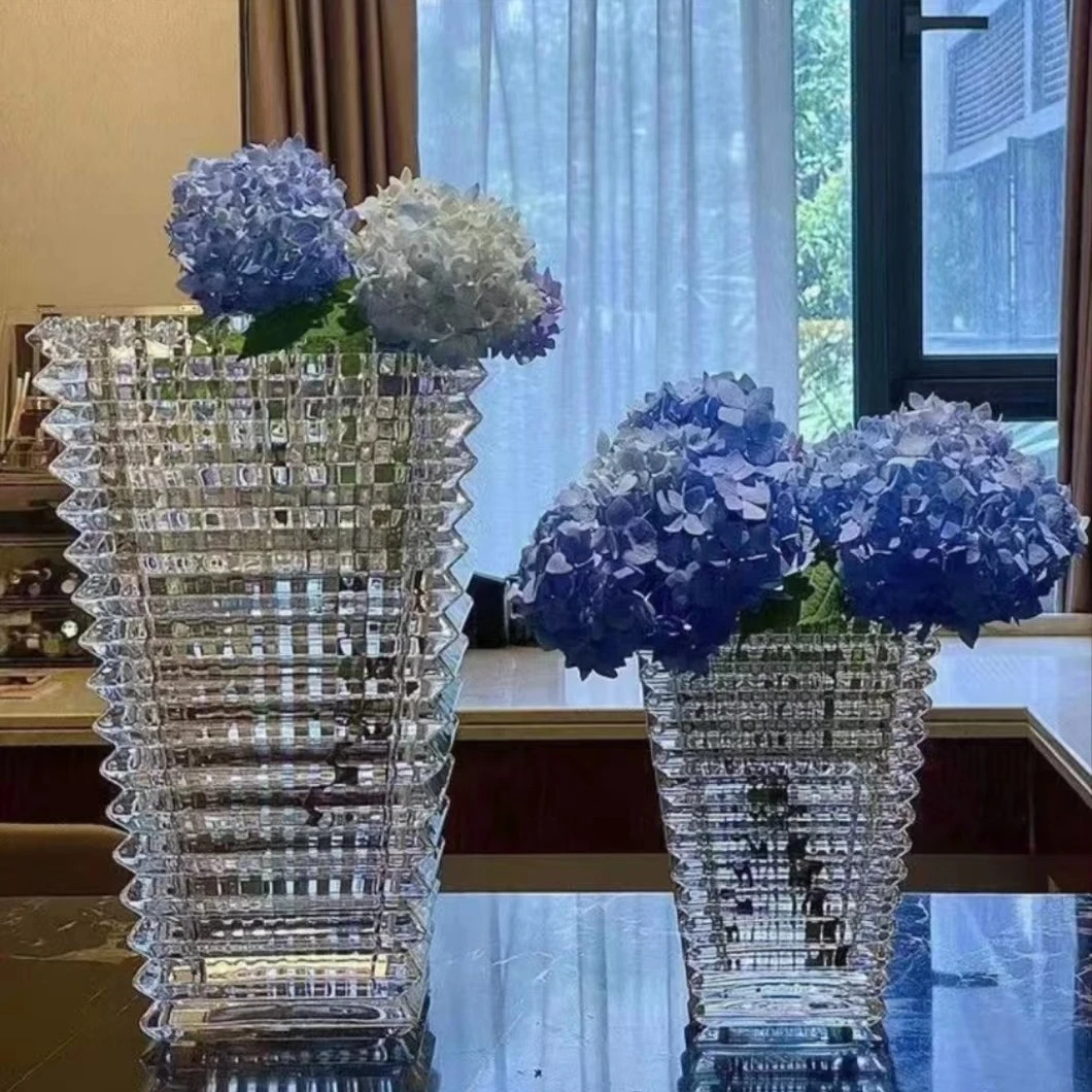 炫彩宝塔璀璨水晶简约玻璃花瓶透明轻奢摆件客厅餐桌绿植鲜花花瓶