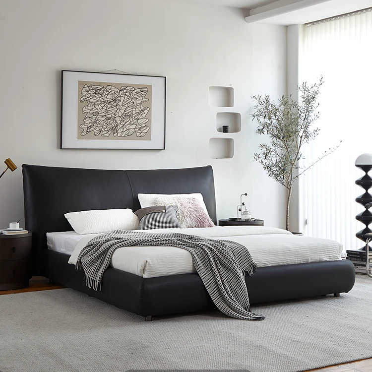 古玛尼Gumani香奈儿床真皮床轻奢真皮床极简意式主卧室别墅大平层