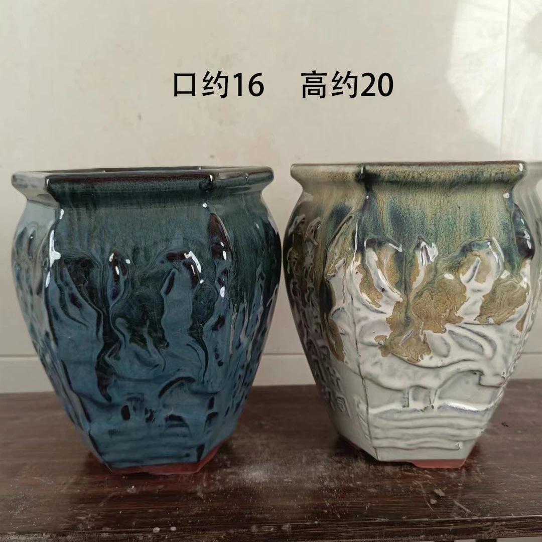 宜兴紫砂粗陶多肉植物盆六方万能两个福利装盆群生法师玉坠老桩