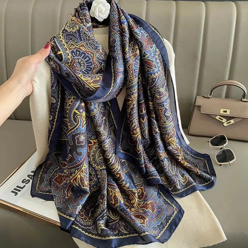 【卢浮宫】春秋丽锦锻80*180女士品质丝巾长条薄款爆款围巾丝巾