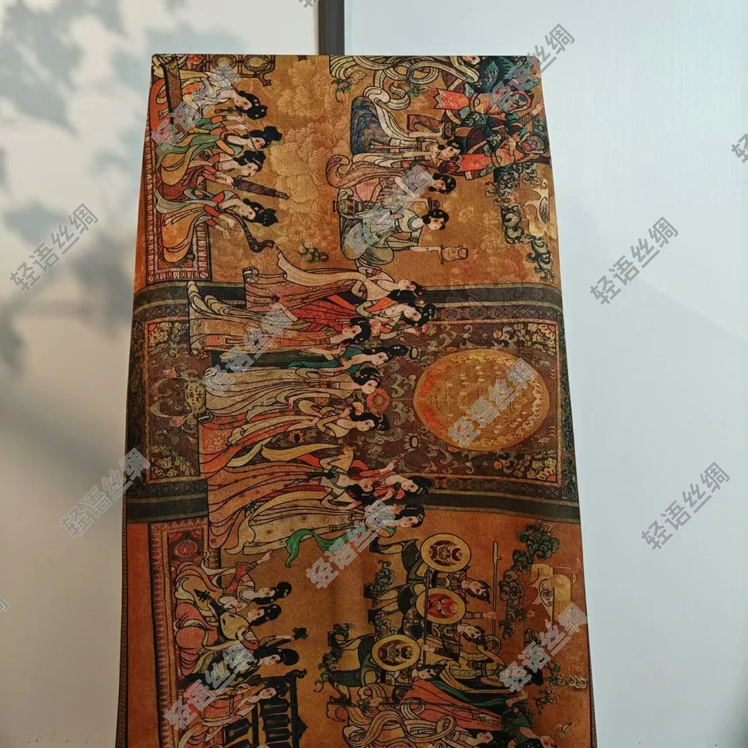 【 唐宫仕女图】70*180重锻香云高货重磅国风提花高端百搭丝巾