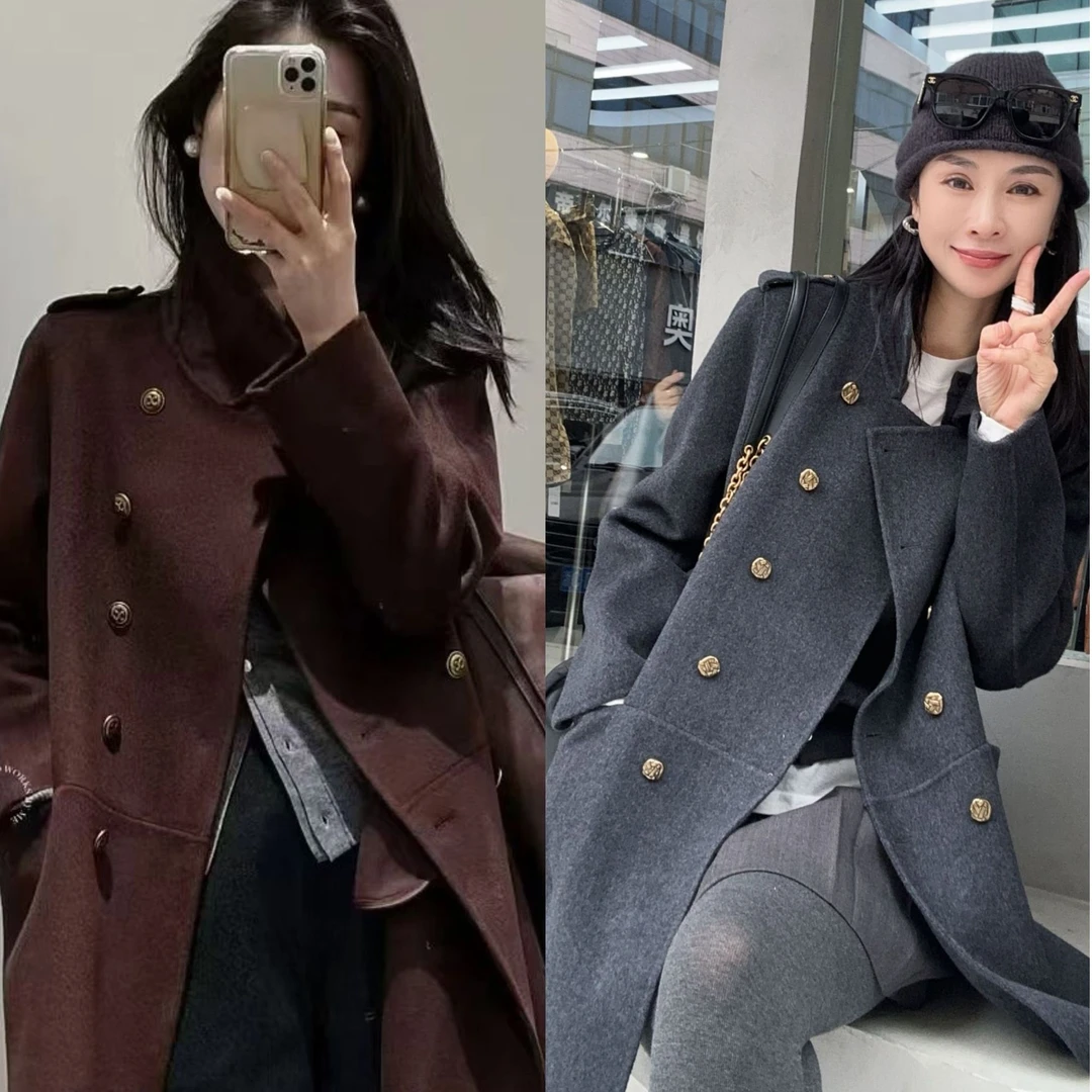 （小雨推荐）2024新款春秋季韩版简约时尚大气羊绒大衣