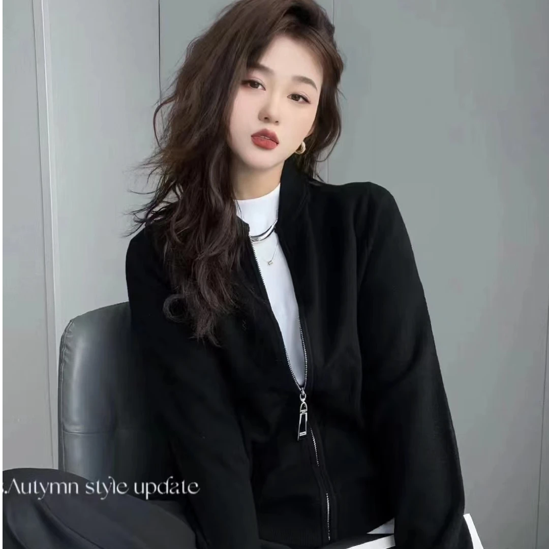 （小雨推荐）2024年新款秋季潮牌时尚纯色羊毛拉链衫