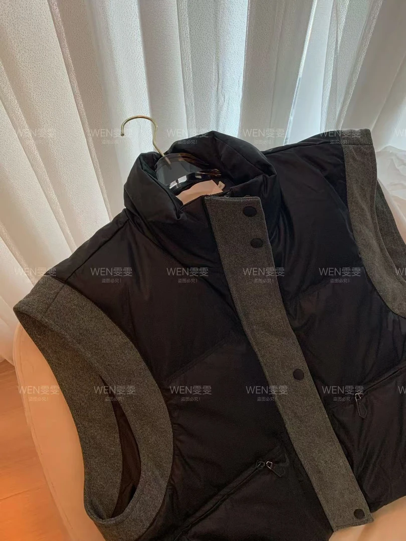 【WEN轻奢】2024秋冬新款韩版加厚牛仔拼接立领羽绒马夹WWC0178