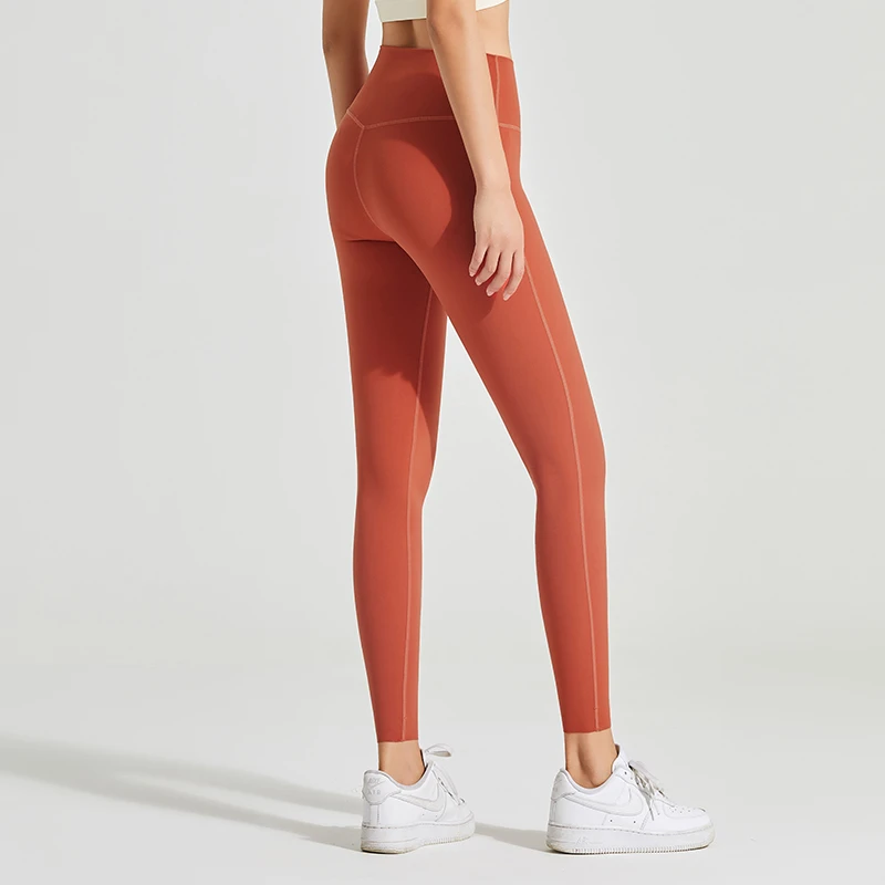 AEROBI ACTIVE裸感紧身磨毛亲肤显瘦高腰速干瑜伽裤3716红苔咖绿