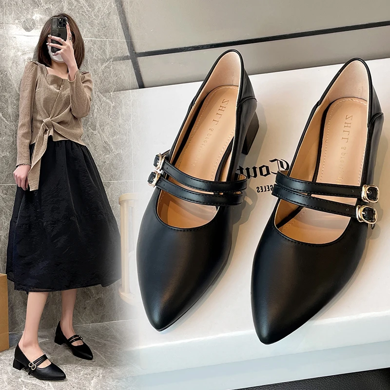 胖MM紫幻玲珑大码女鞋浅口玛丽珍单鞋胖脚宽肥粗跟尖头女单鞋41