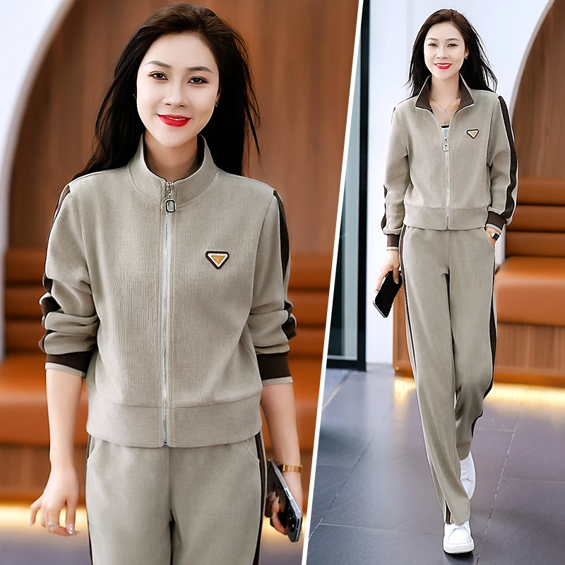 2025春秋季新款运动休闲套装女洋气减龄百搭韩版卫衣跑步服两件套