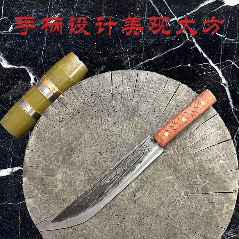 跃凡刀王纯手工锻打屠夫杀猪专用刀分割刀刮猪毛切西瓜刀锋利花纹