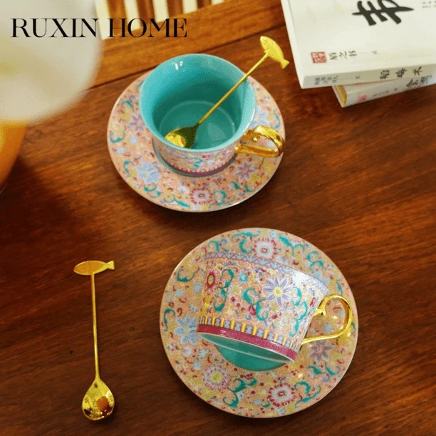 五言六器·花开盛世咖啡杯对装礼盒