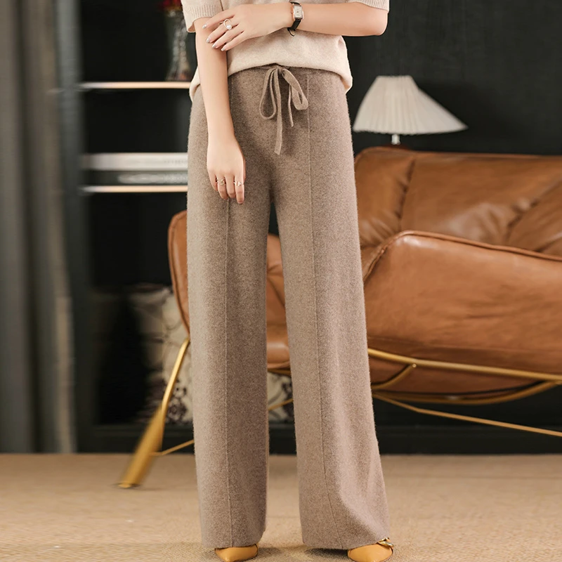 新款安迪绒裤子女秋冬百搭中缝裤早秋高腰垂感阔腿裤休闲阔腿裤