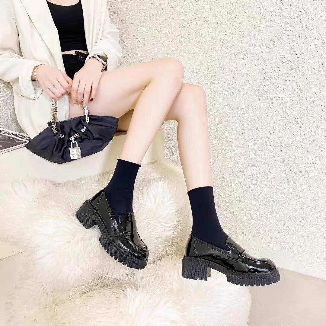 5905-2新品乐福鞋时尚百搭小皮鞋厚底松糕鞋舒适百搭女单鞋