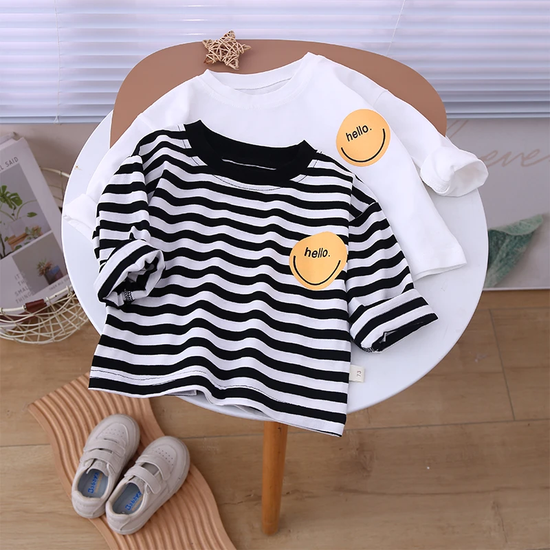 儿童T恤上衣童装春秋长袖洋气宝宝休闲宽松圆领韩版春长袖打底衫