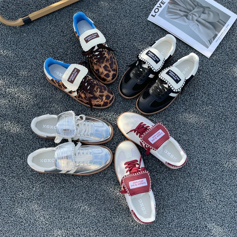 网红时尚韩版百搭夏季平底低帮马毛翻盖德训鞋6909