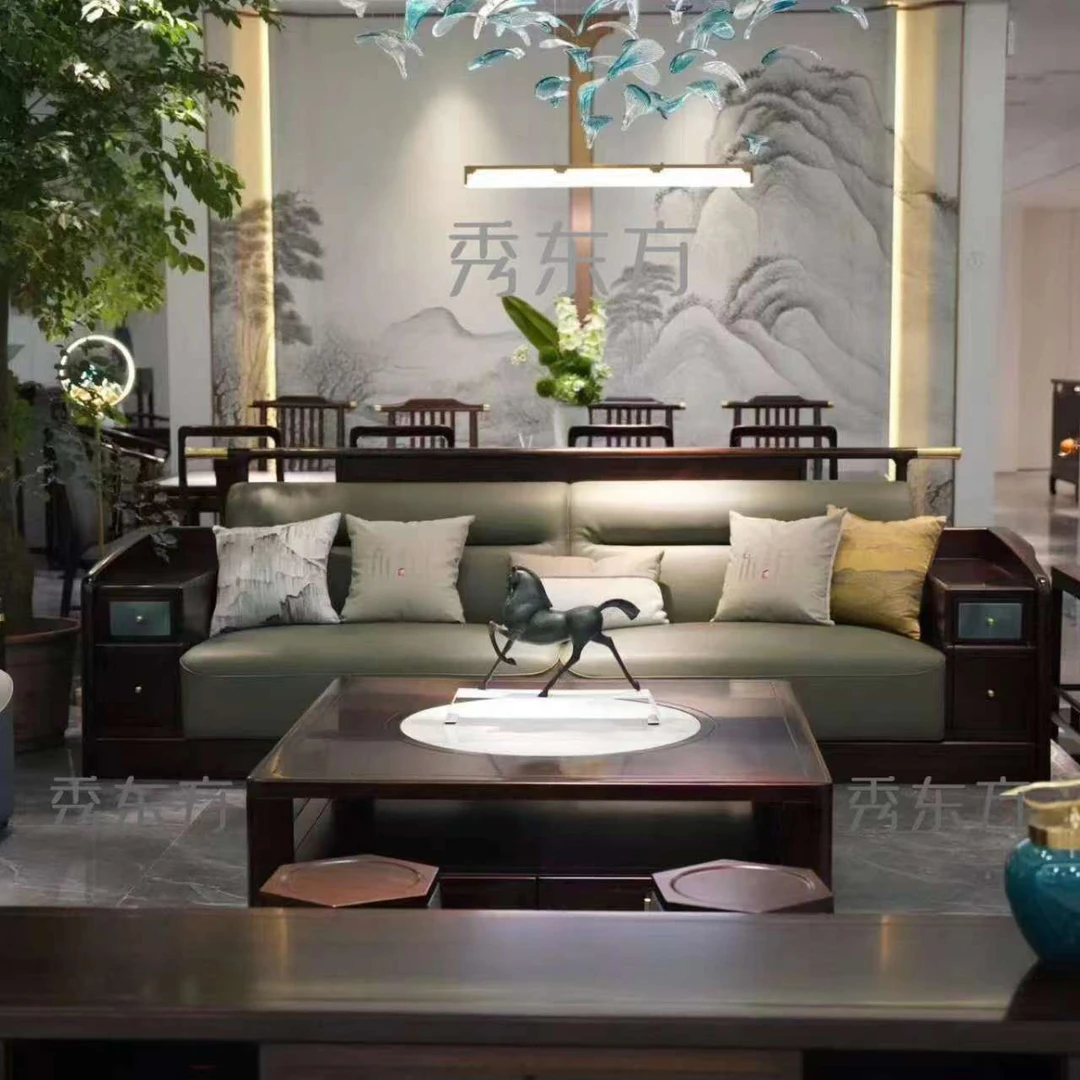 新中式图册储物实木沙发储物客厅会所酒店别墅禅意高端国潮风古典