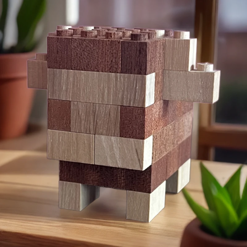 小绵羊木制玩具创意益智拼搭积木环保原木自然纹理纯天然安全环保