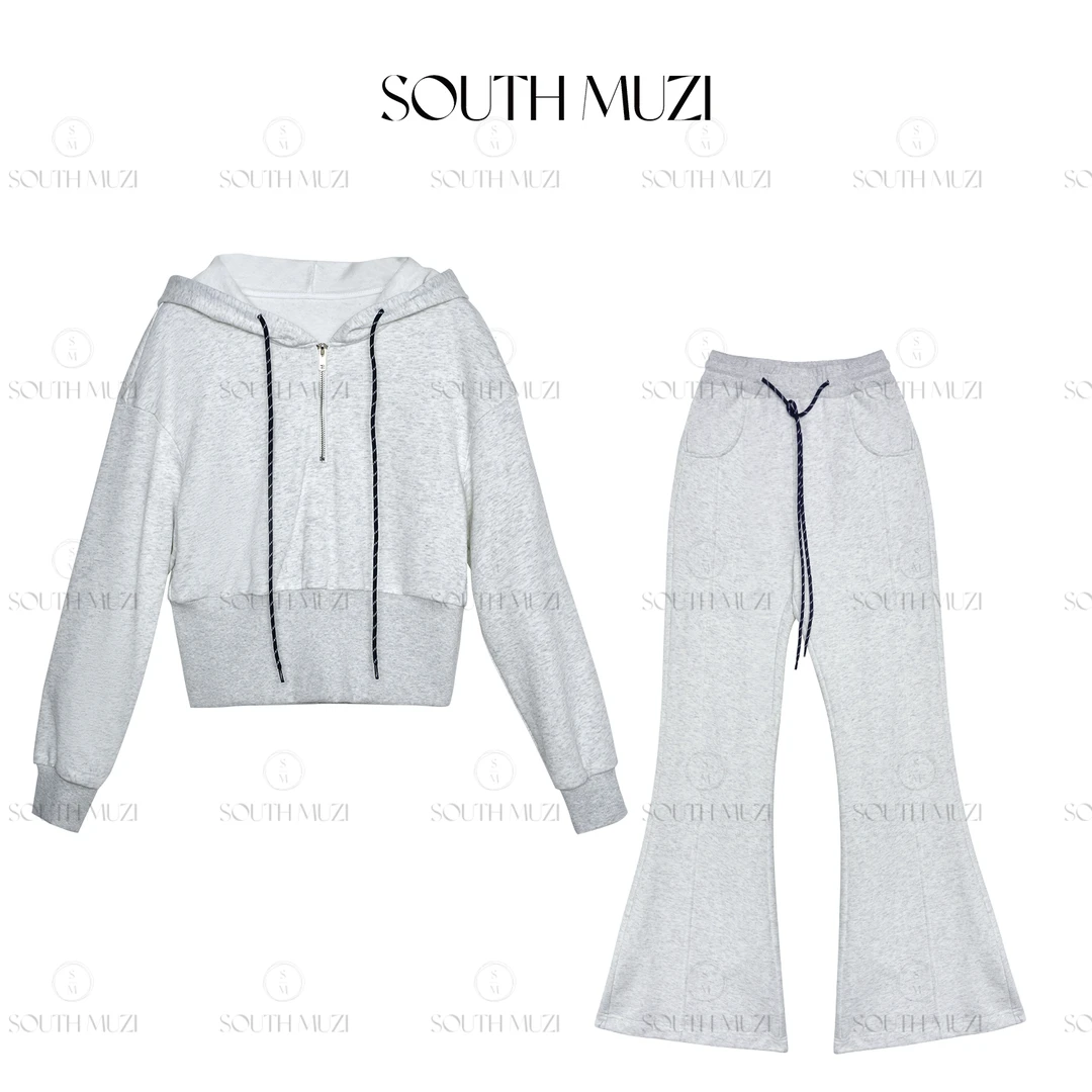 【窈窕曲线】春季纯色时尚简约女装连帽卫衣套装显瘦休闲套装CXT01