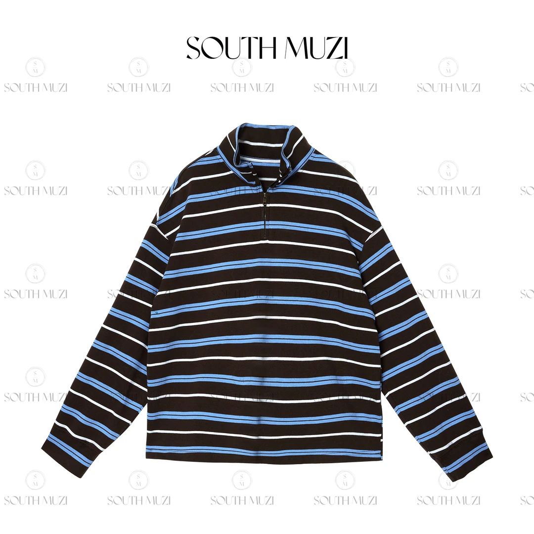 【春意尽显】休闲长袖T恤POLO领条纹设计感小众时尚百搭CXS01