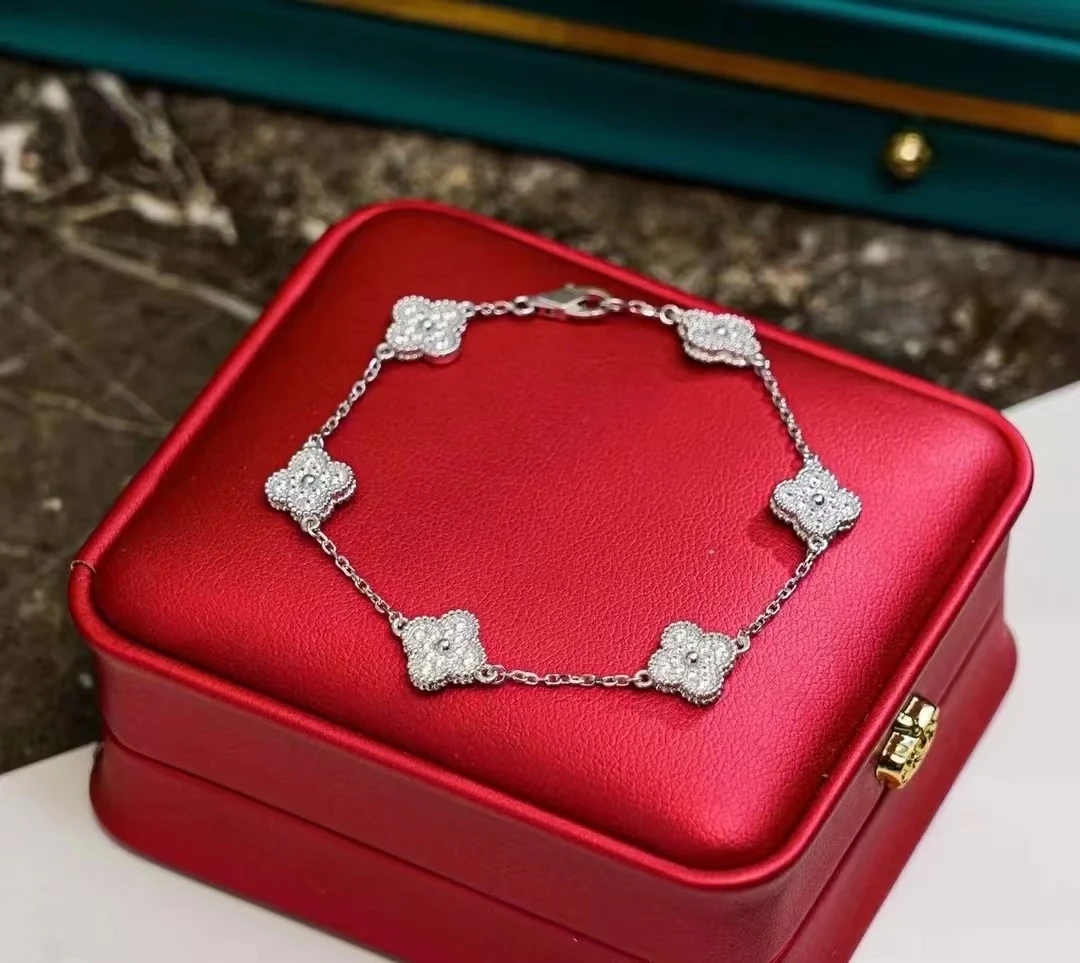 铜合金手链 毒饰    银钻幸运草六花手链LY3056